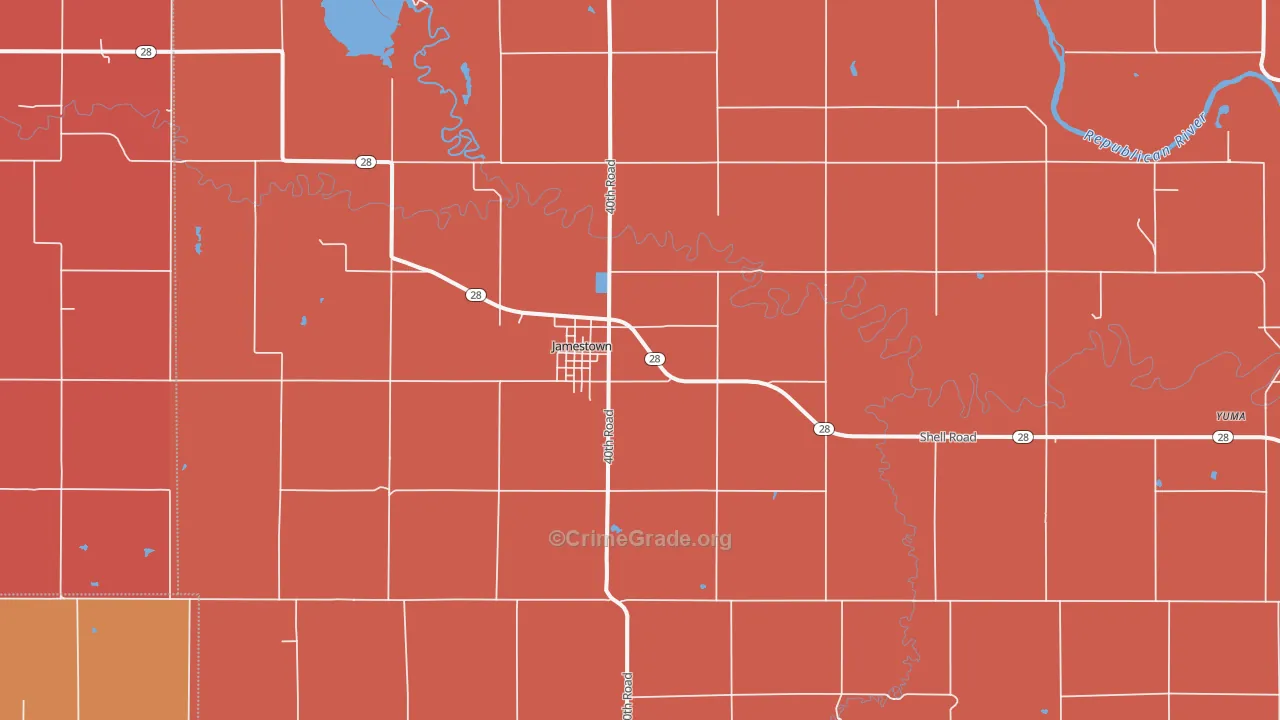 Jamestown, KS Map of Murder Rates