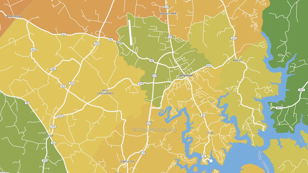 Jamestown, KY Map of Murder Rates