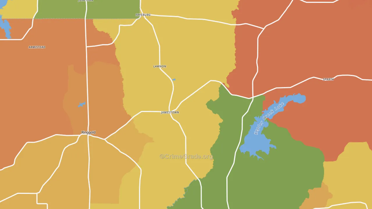 Jamestown, LA Map of Murder Rates