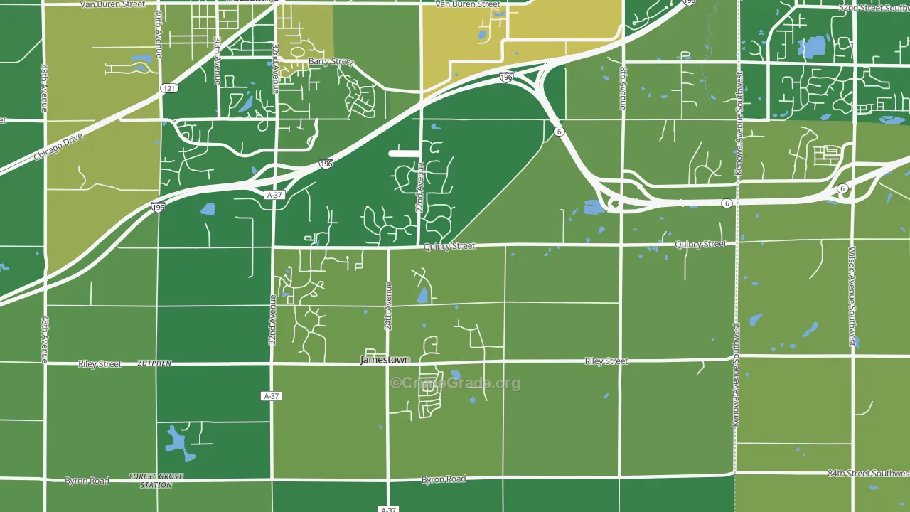 Jamestown, MI Map of Murder Rates