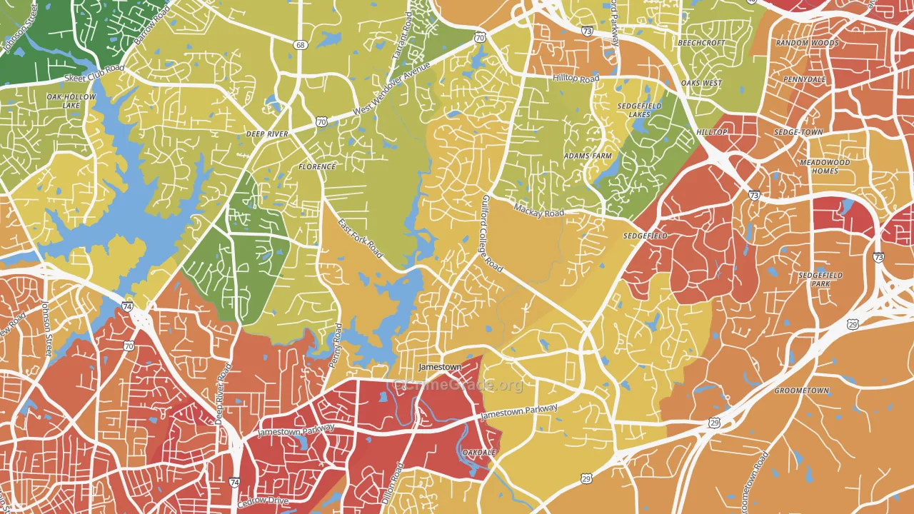Jamestown, NC Map of Murder Rates
