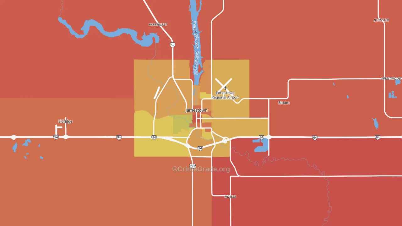 Jamestown, ND Map of Murder Rates