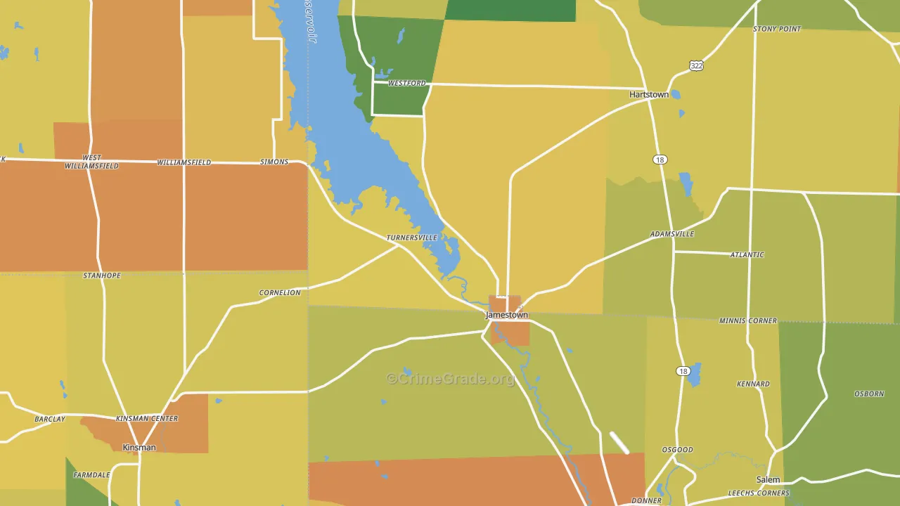 Jamestown, PA Map of Murder Rates