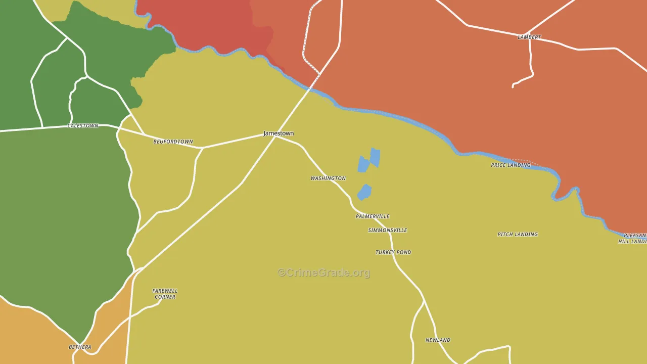 Jamestown, SC Map of Murder Rates