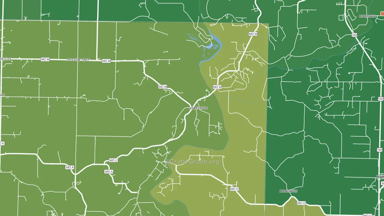 Jamesville, MO Map of Murder Rates