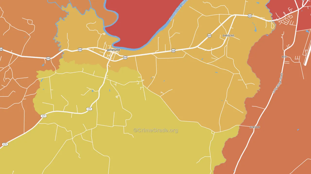 Jamesville, NC Map of Murder Rates