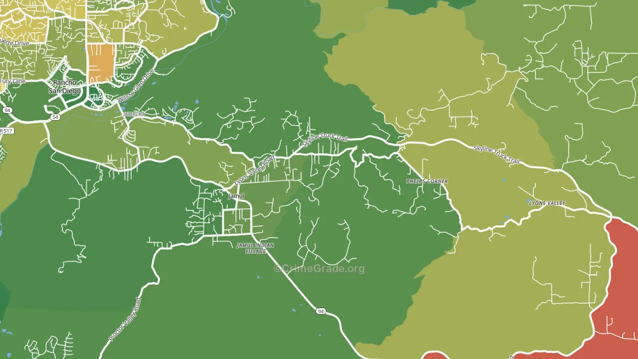 Jamul, CA Map of Murder Rates
