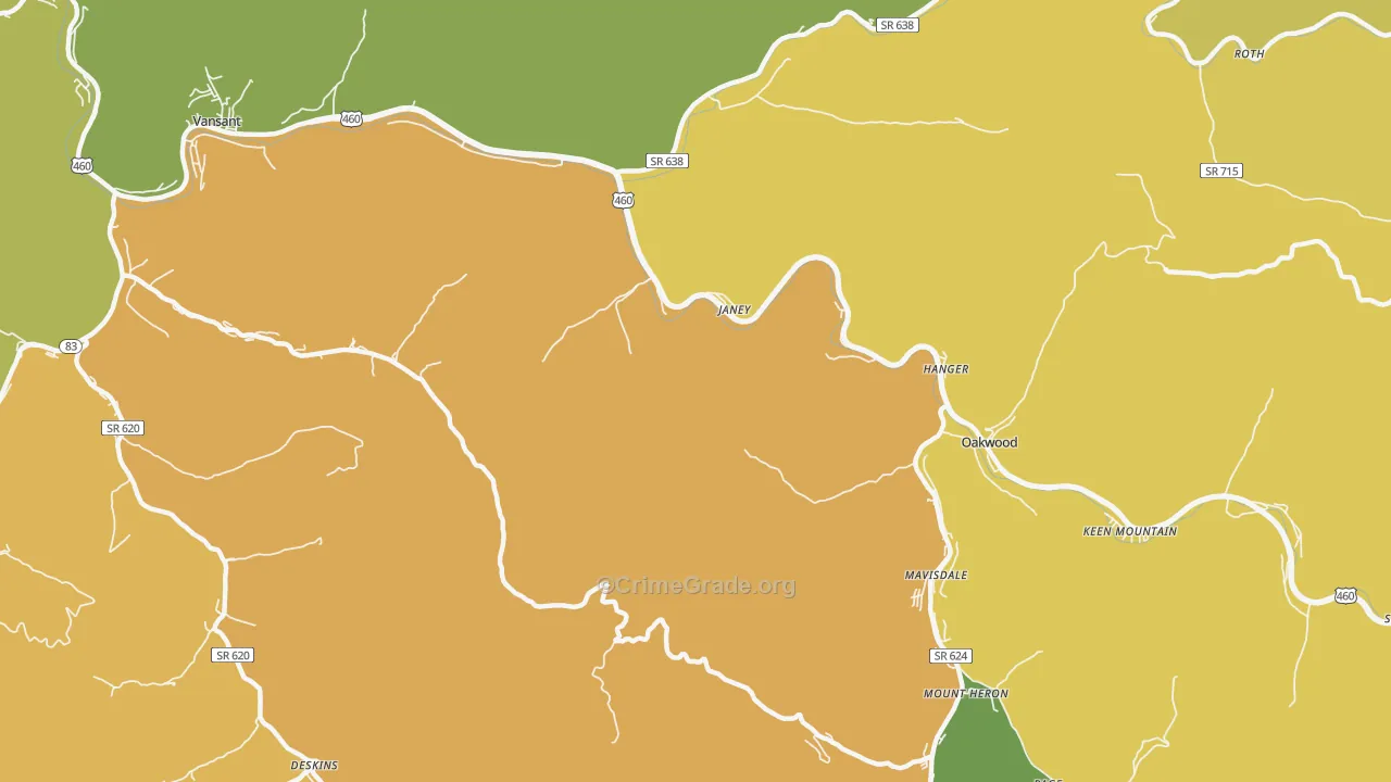 Janey, VA Map of Murder Rates