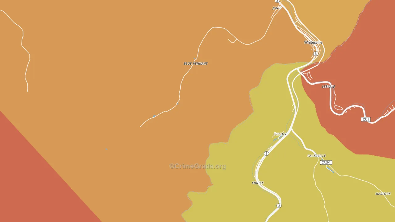 Janie, WV Map of Murder Rates