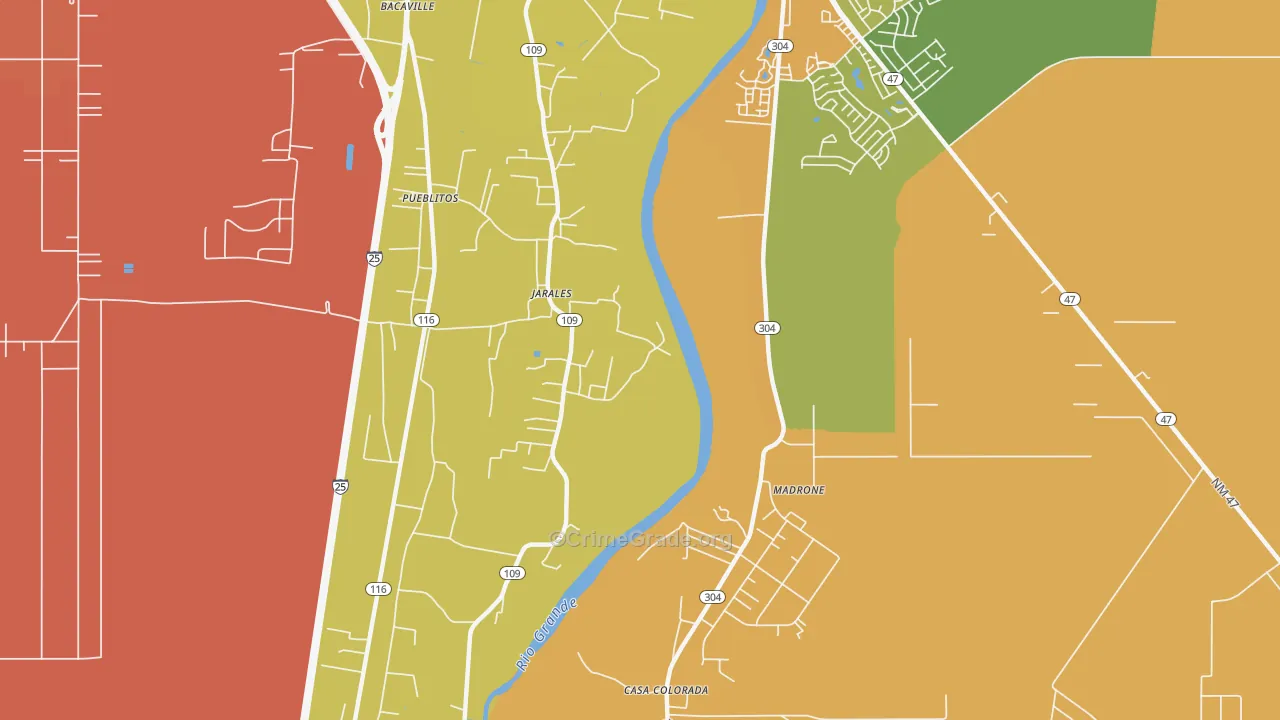Jarales, NM Map of Murder Rates