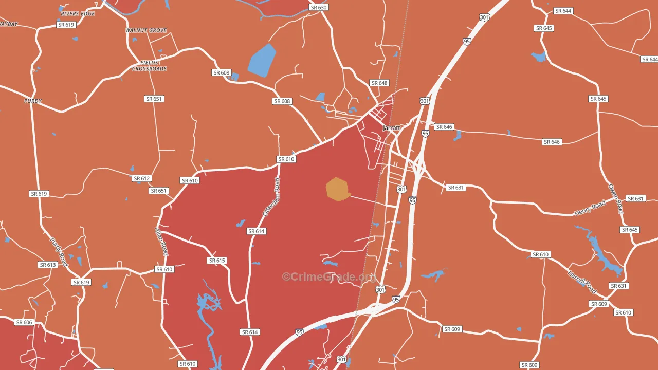 Jarratt, VA Map of Murder Rates