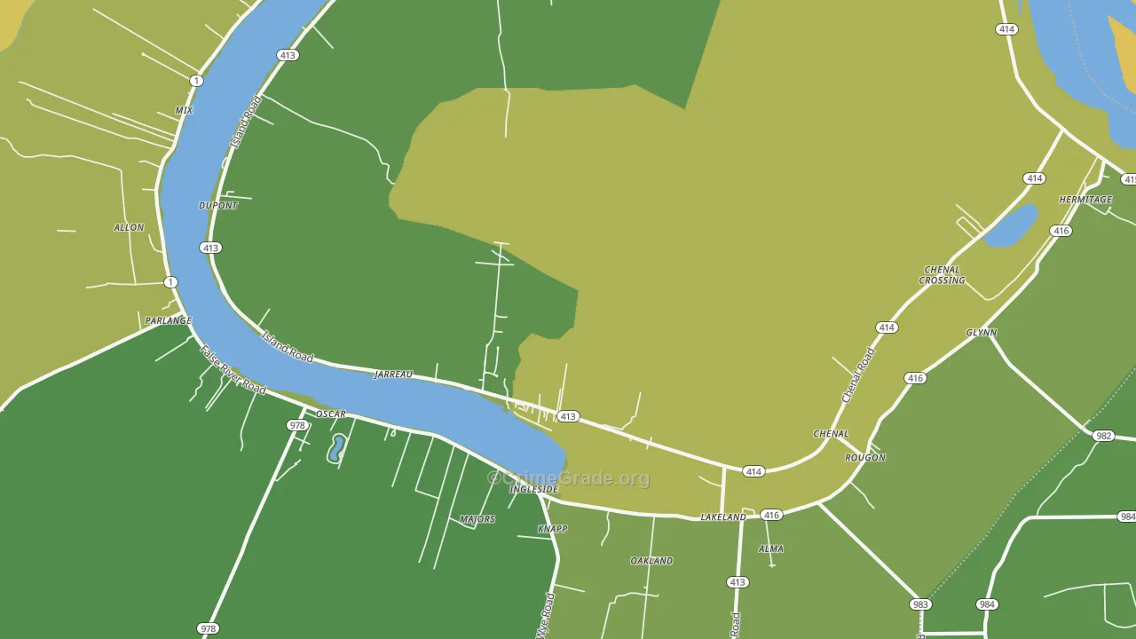 Jarreau, LA Map of Murder Rates