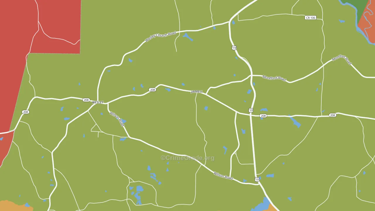 Jarrell, GA Map of Murder Rates
