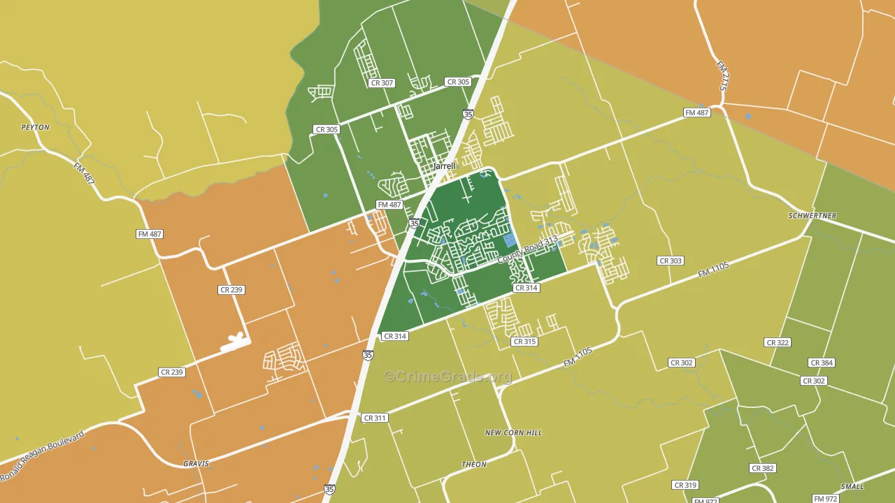 Jarrell, TX Map of Murder Rates