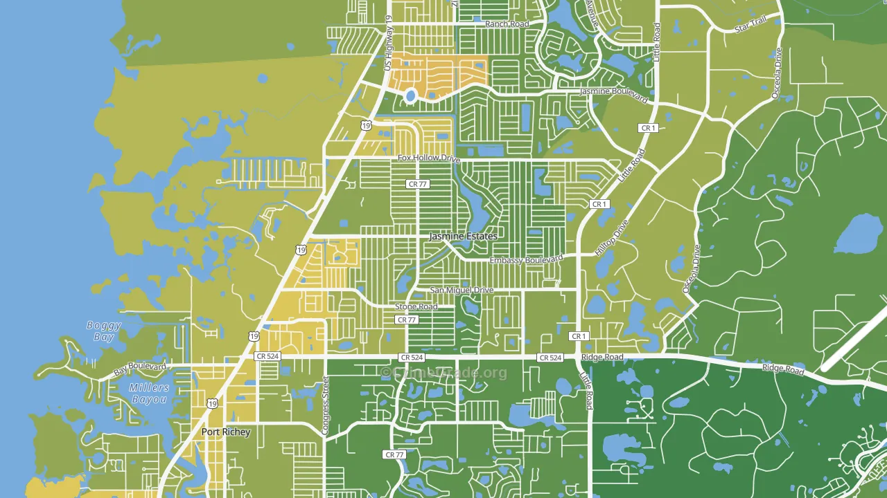 Jasmine Estates, FL Map of Murder Rates