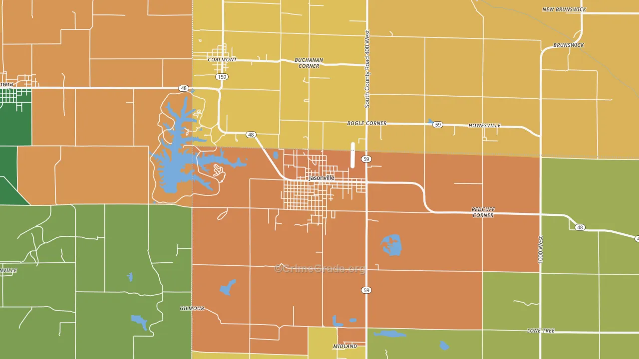 Jasonville, IN Map of Murder Rates