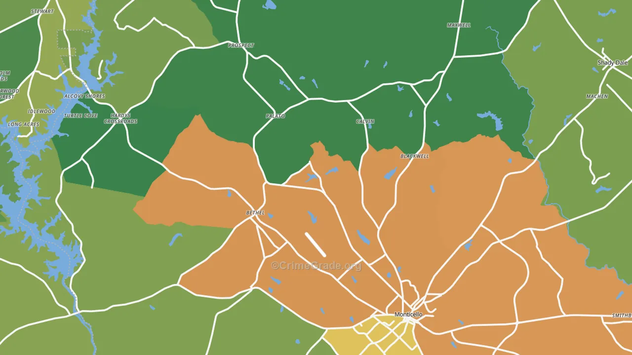 Jasper County, GA Map of Murder Rates