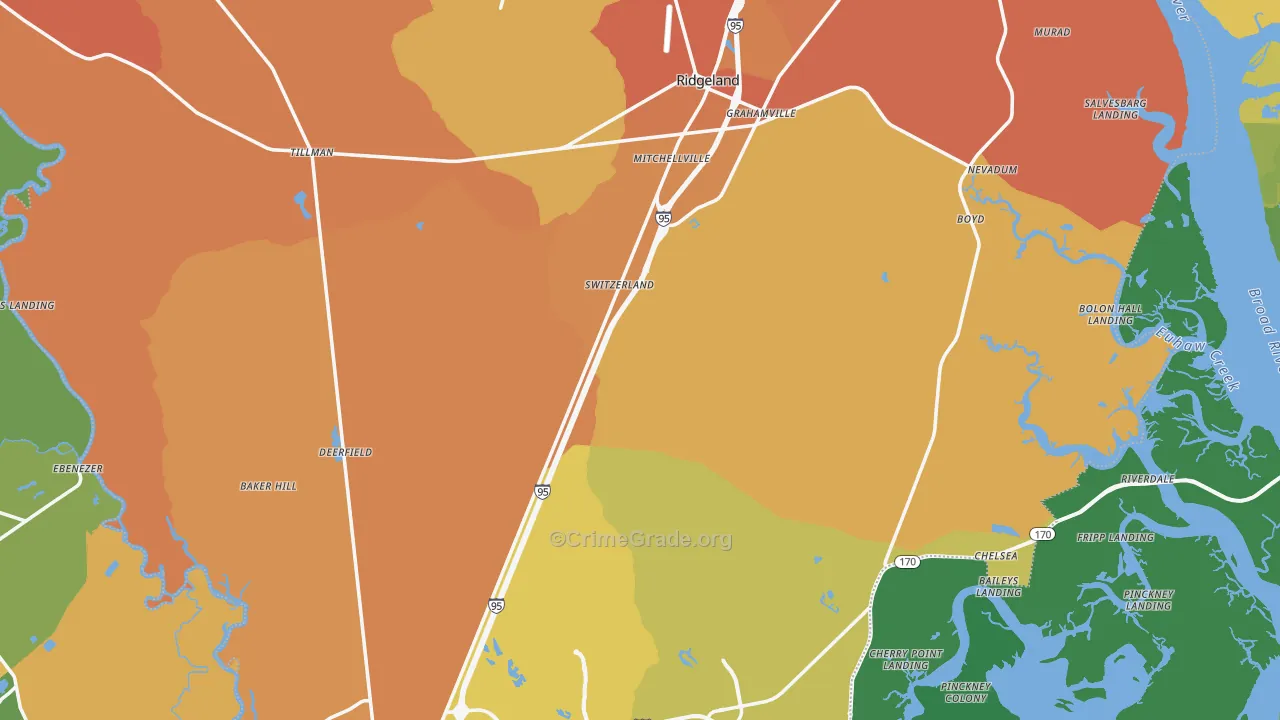 Jasper County, SC Map of Murder Rates