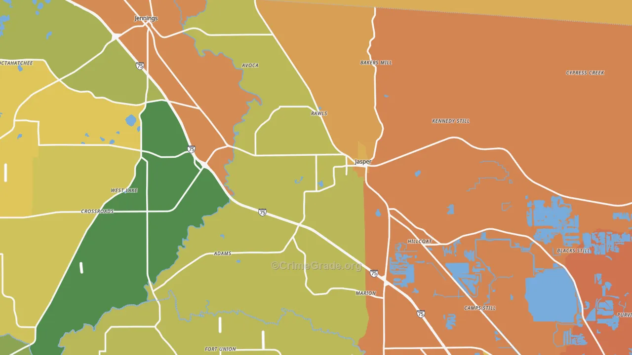 Jasper, FL Map of Murder Rates