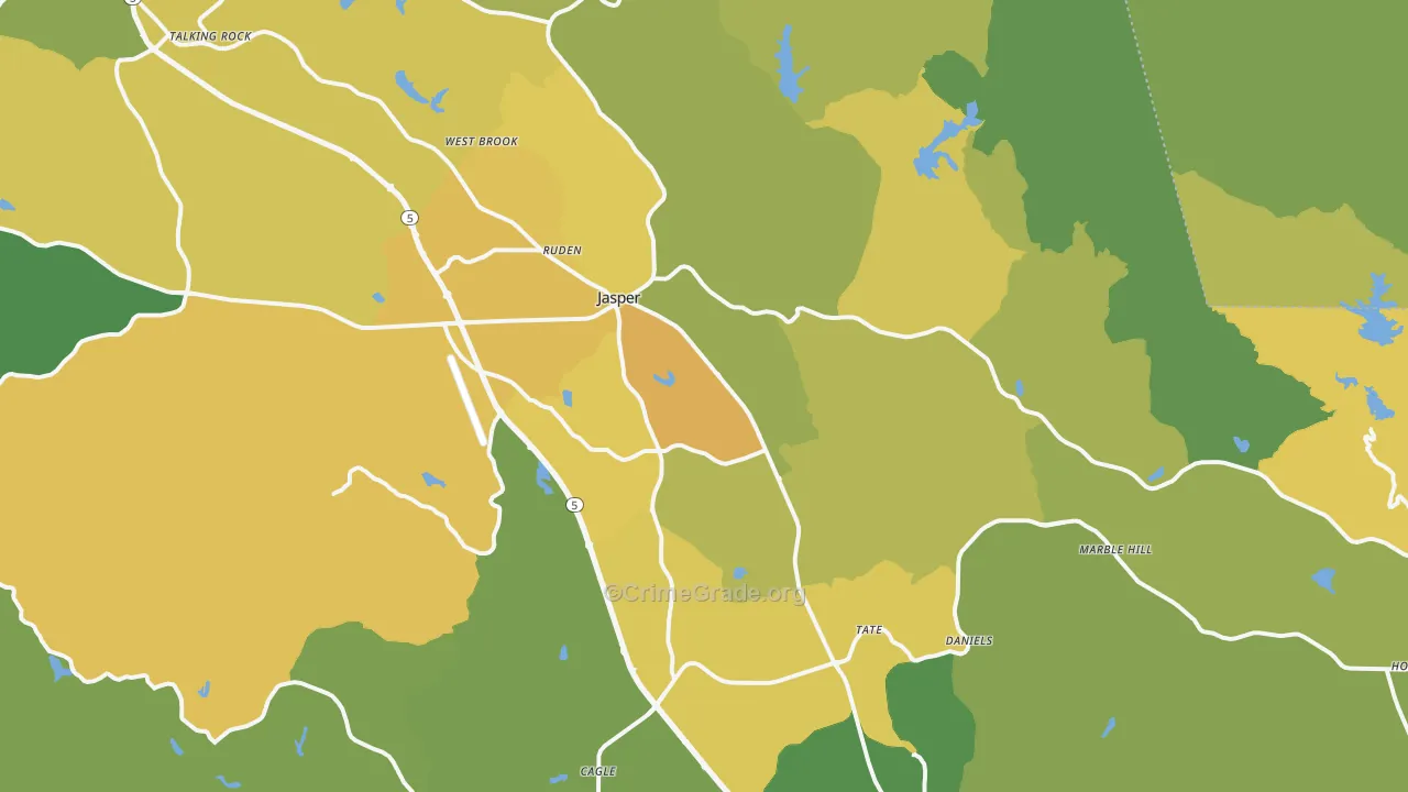Jasper, GA Map of Murder Rates