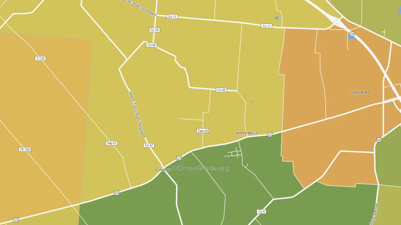 Jasper Mills, OH Map of Murder Rates