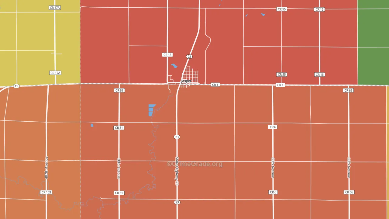 Jasper, MN Map of Murder Rates