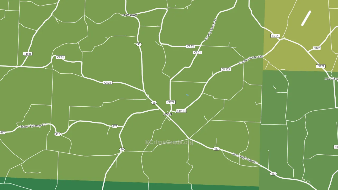 Jasper, NY Map of Murder Rates