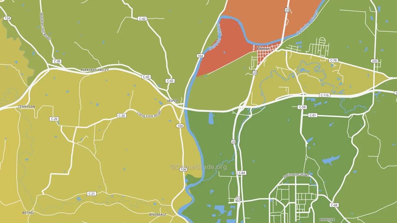 Jasper, OH Map of Murder Rates