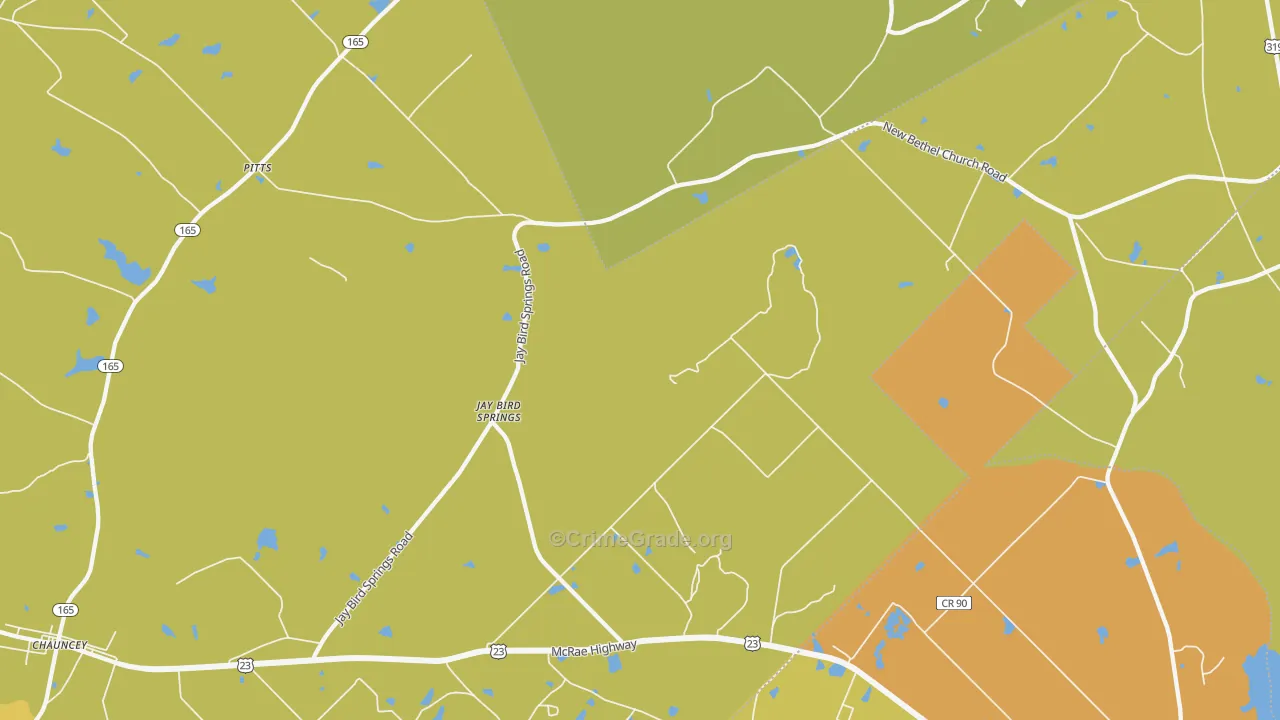 Jay Bird Springs, GA Map of Murder Rates