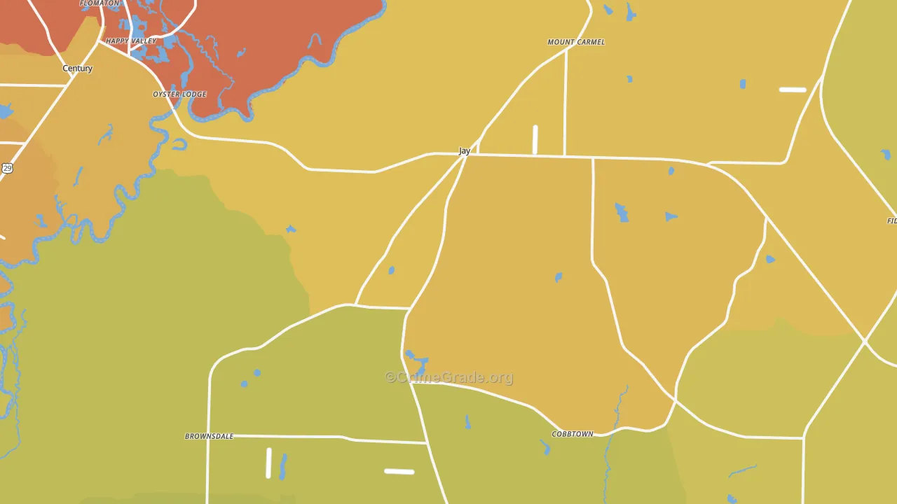 Jay, FL Map of Murder Rates