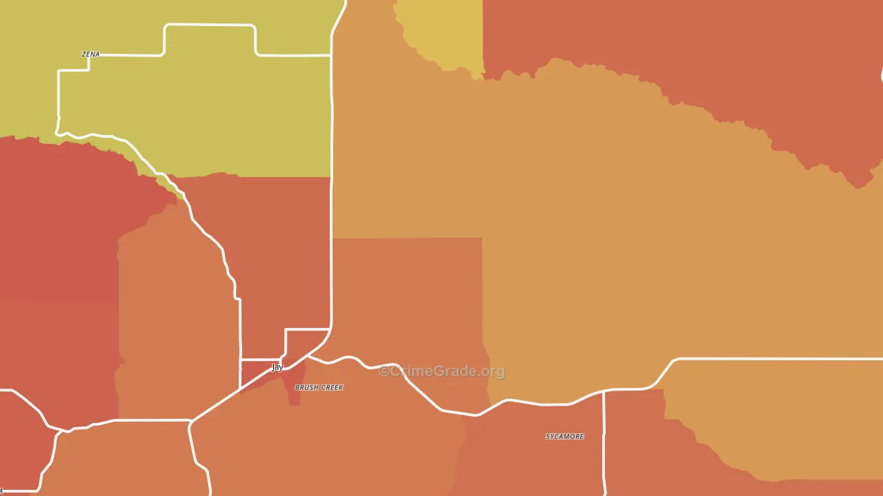 Jay, OK Map of Murder Rates