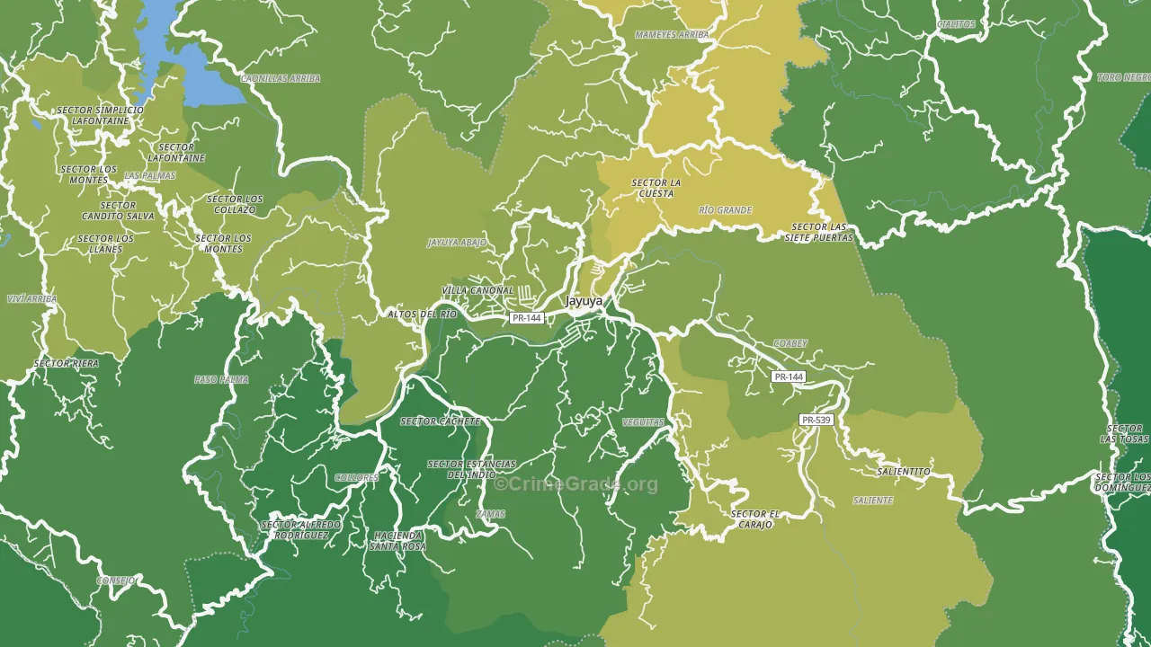 Jayuya Municipio, PR Map of Murder Rates