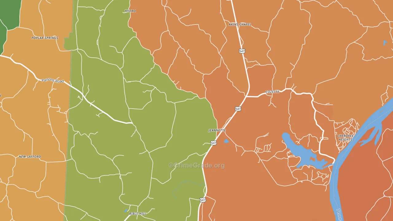 Jeannette, TN Map of Murder Rates