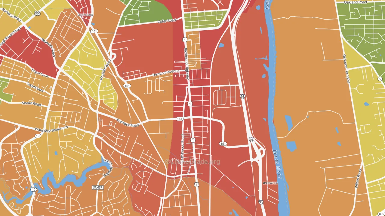 Jeff Davis, Richmond, VA Map of Murder Rates