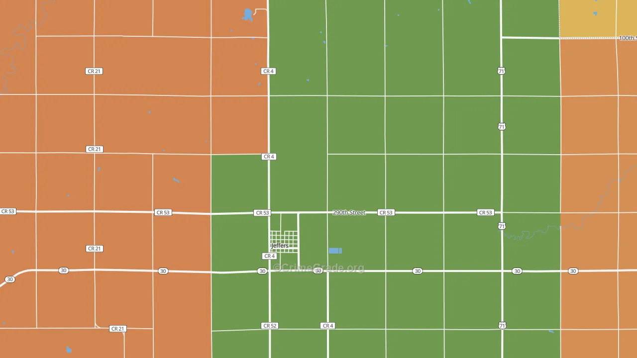Jeffers, MN Map of Murder Rates