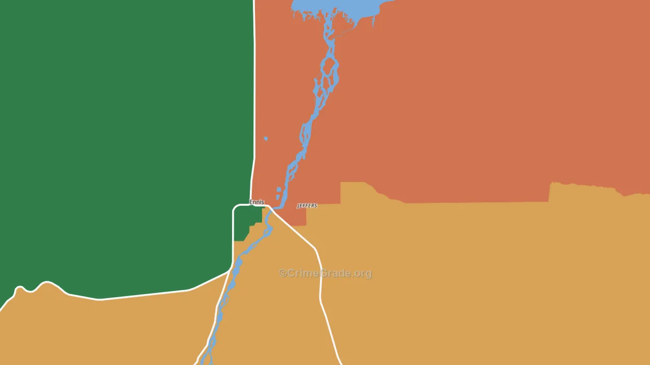 Jeffers, MT Map of Murder Rates