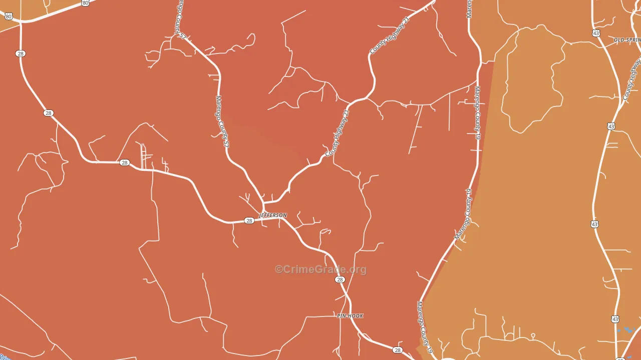 Jefferson, AL Map of Murder Rates