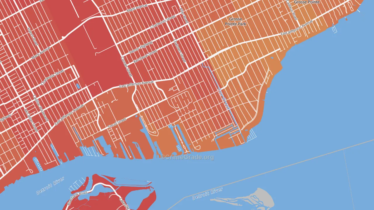 Jefferson Chalmers, Detroit, MI Map of Murder Rates