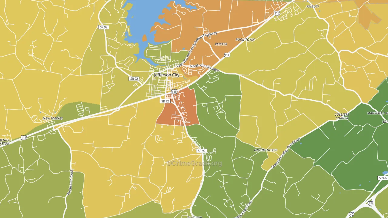 Jefferson City, TN Map of Murder Rates