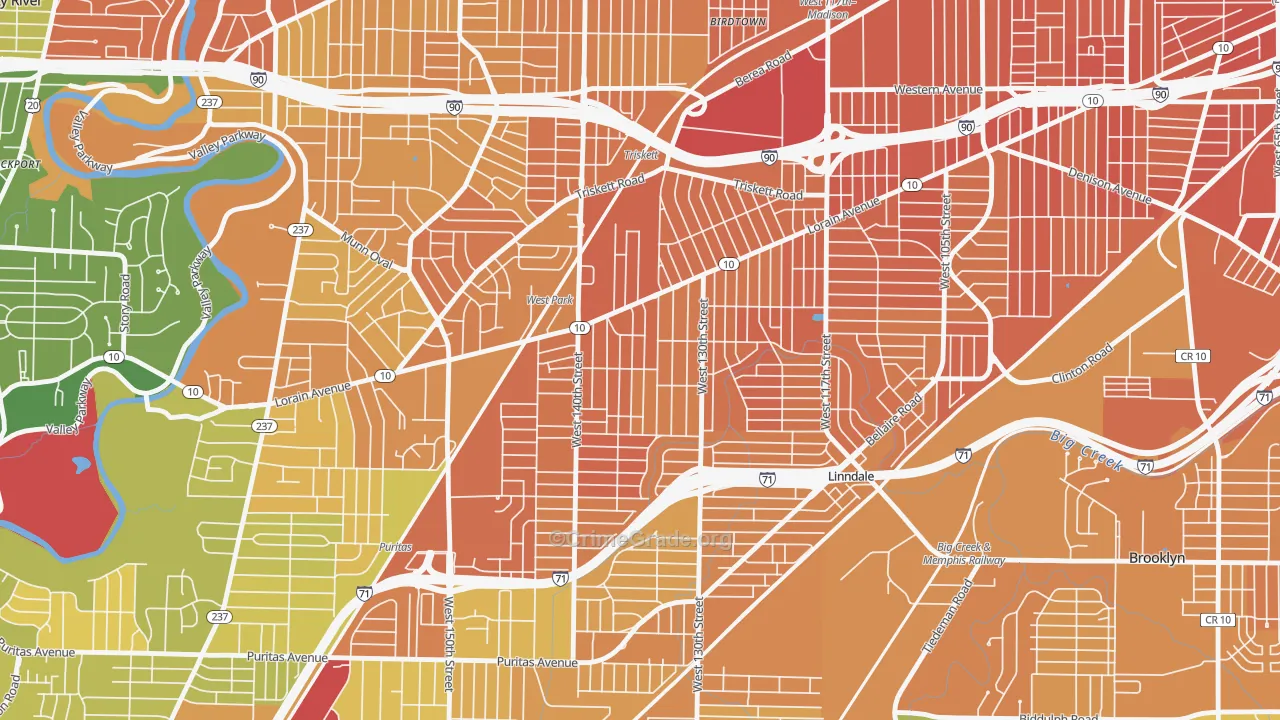 Jefferson, Cleveland, OH Map of Murder Rates