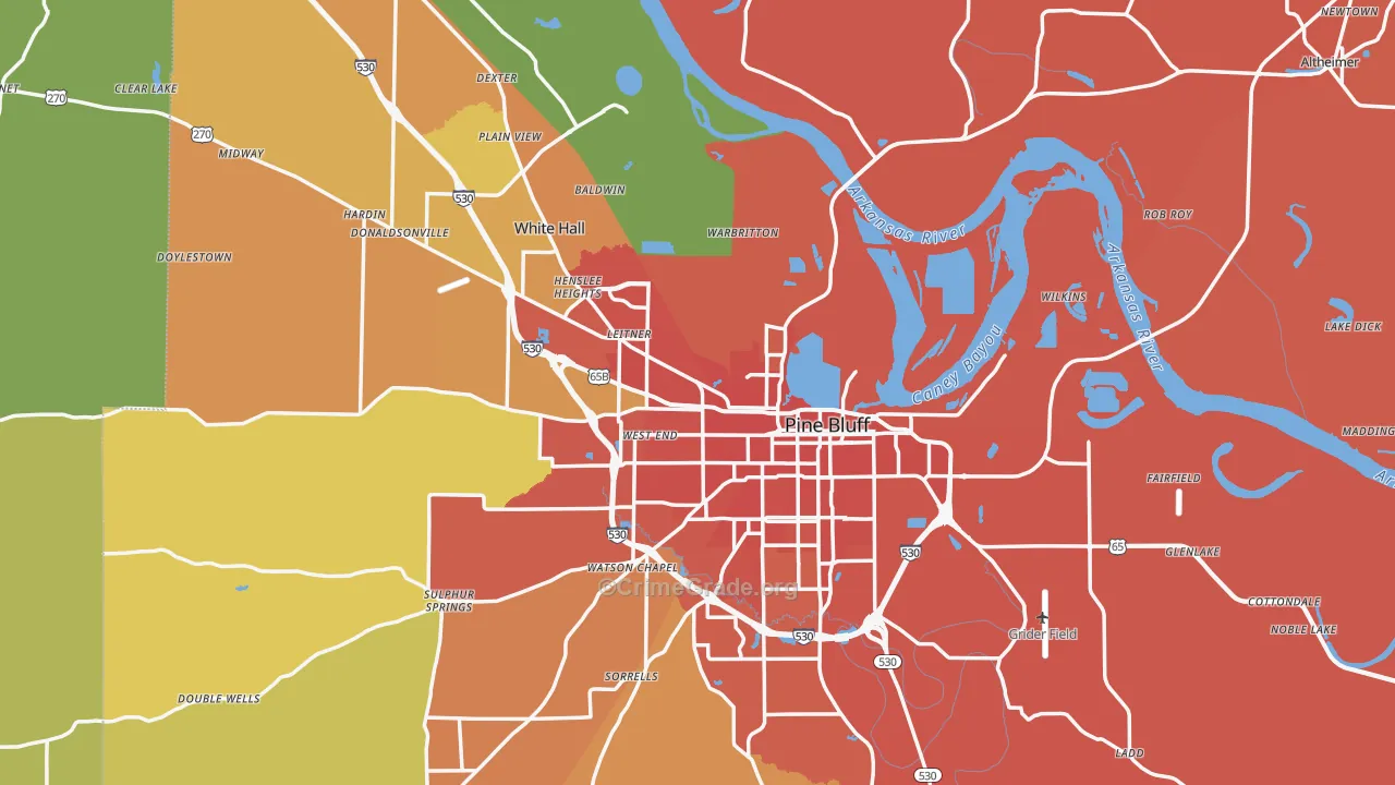 Jefferson County, AR Map of Murder Rates