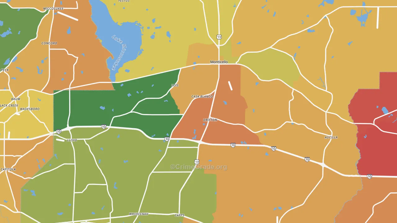 Jefferson County, FL Map of Murder Rates