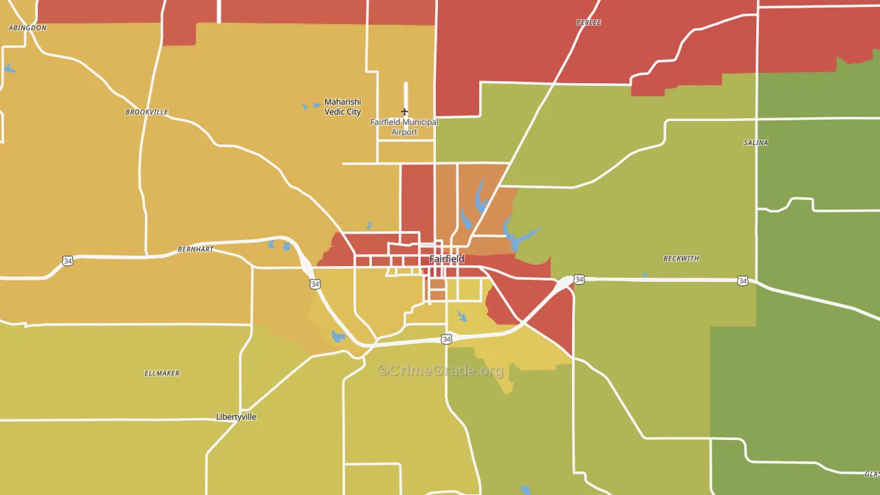 Jefferson County, IA Map of Murder Rates