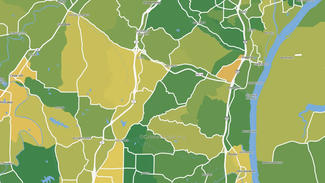 Jefferson County, MO Map of Murder Rates