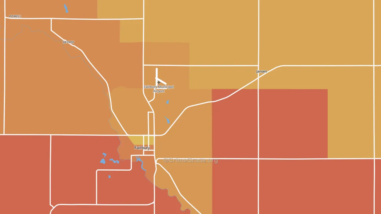Jefferson County, NE Map of Murder Rates