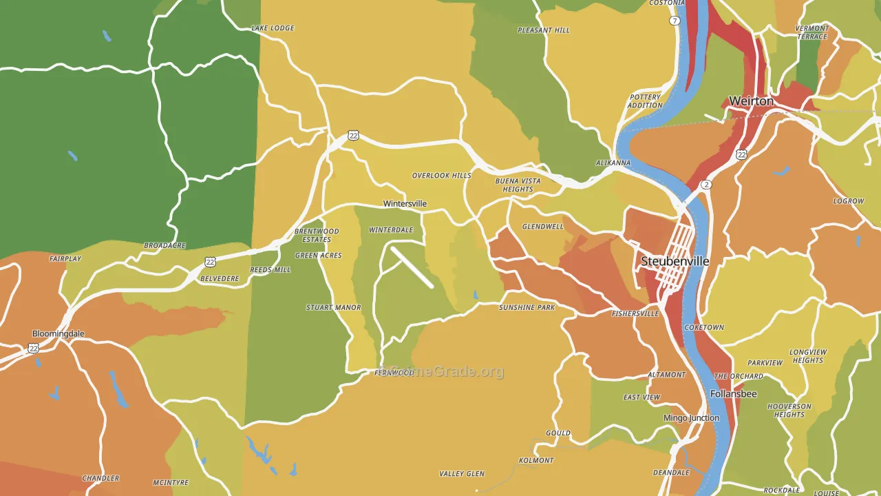 Jefferson County, OH Map of Murder Rates