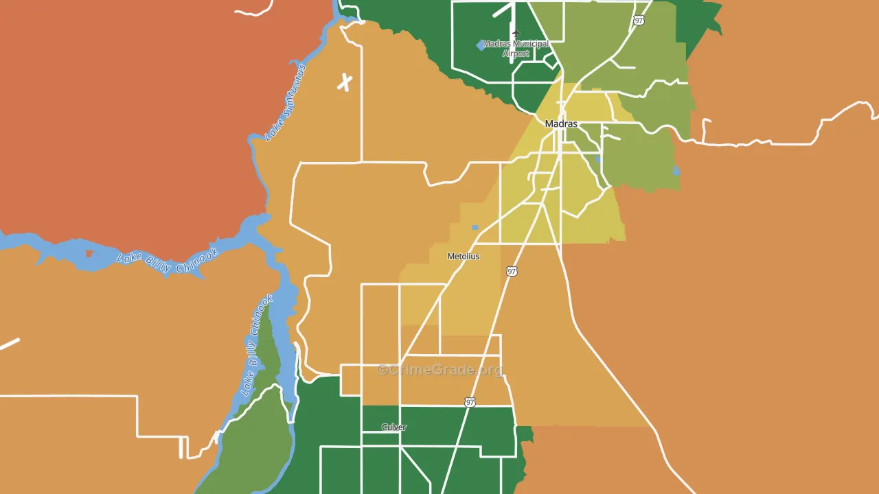 Jefferson County, OR Map of Murder Rates