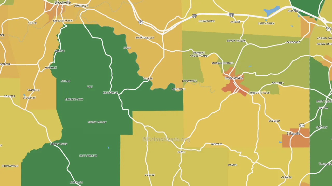 Jefferson County, PA Map of Murder Rates