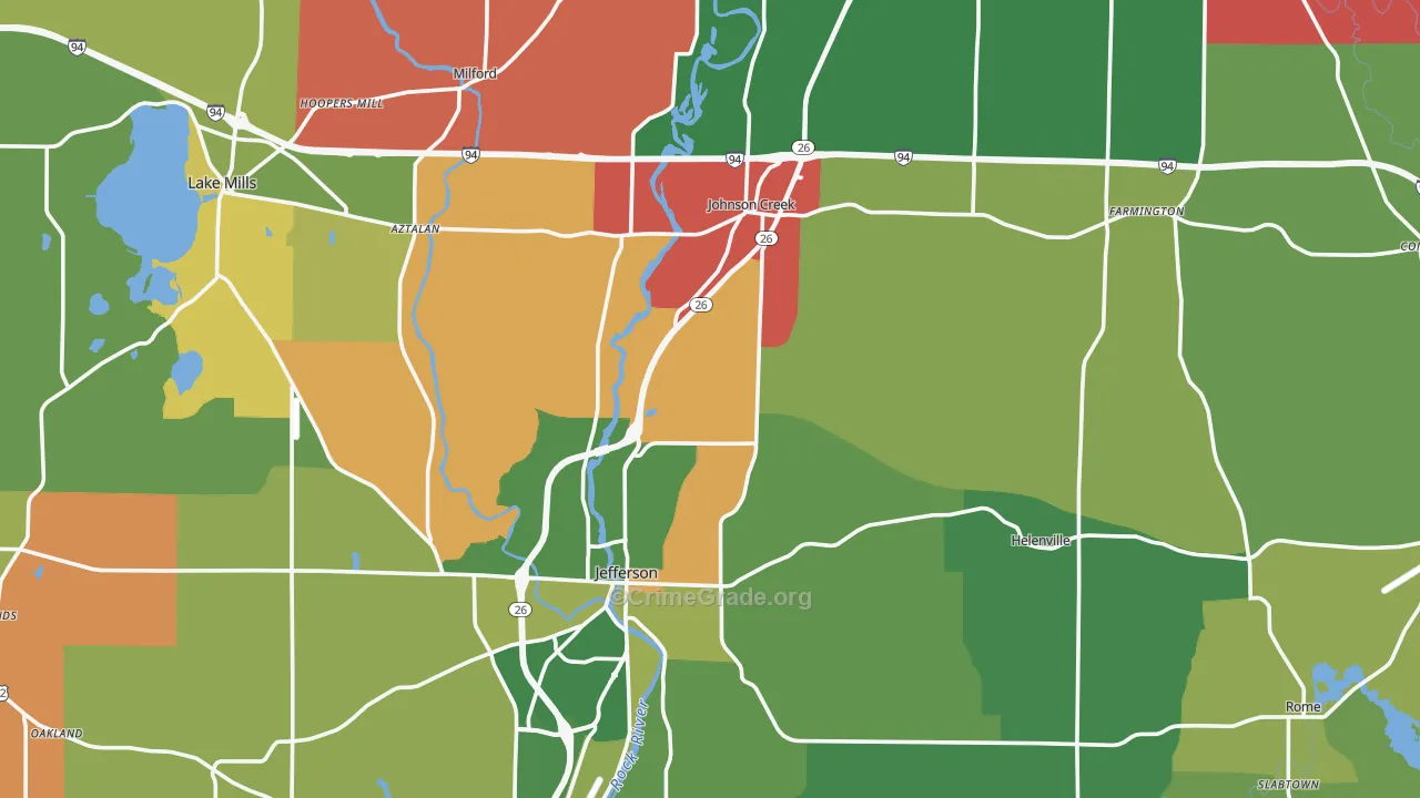 Jefferson County, WI Map of Murder Rates