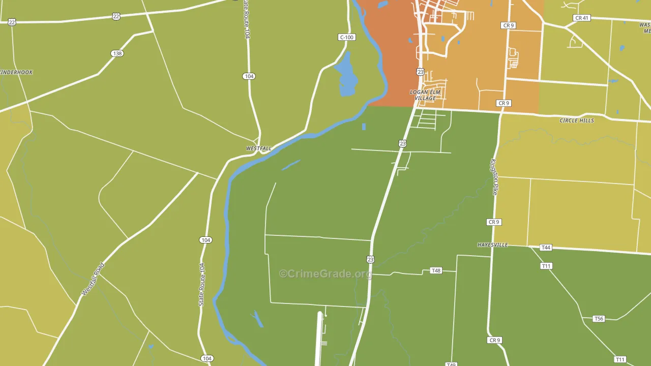 Jefferson Estates, OH Map of Murder Rates